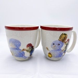 Williams Sonoma Nordic Elf Christmas Mugs Holiday Snowman Set of 4